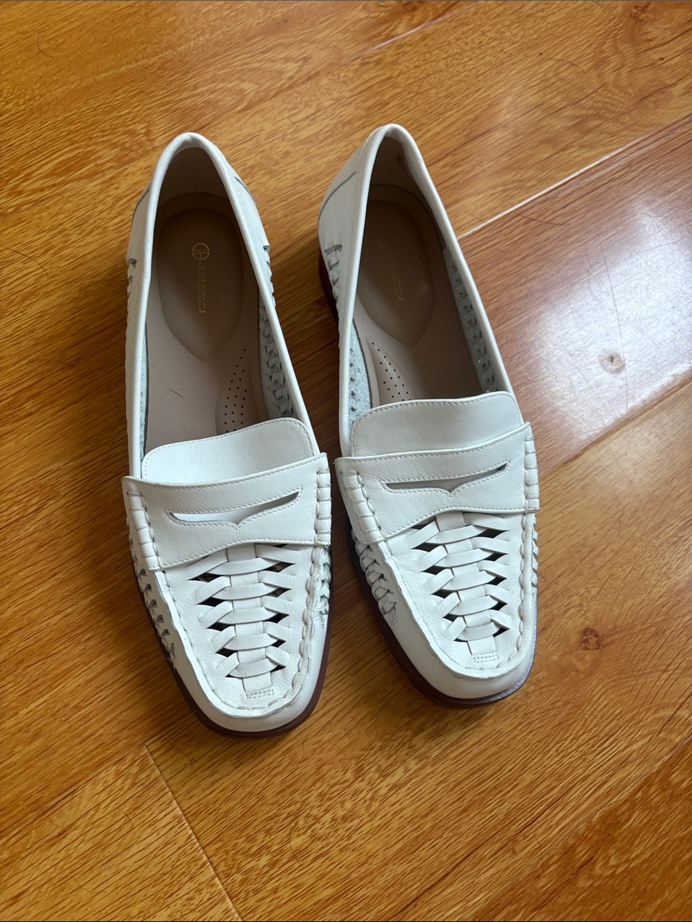 Giani Bernini White Woven Leather Loafers